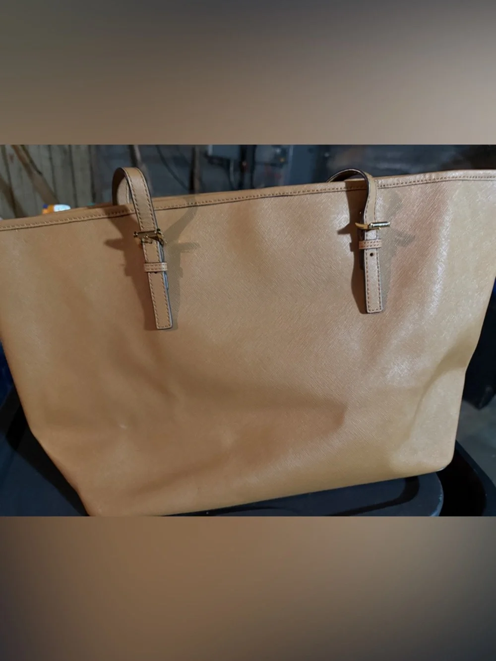 Michael Kors Camel Saffiano Leather Tote with Gold Hardware - Picture 2 of 6